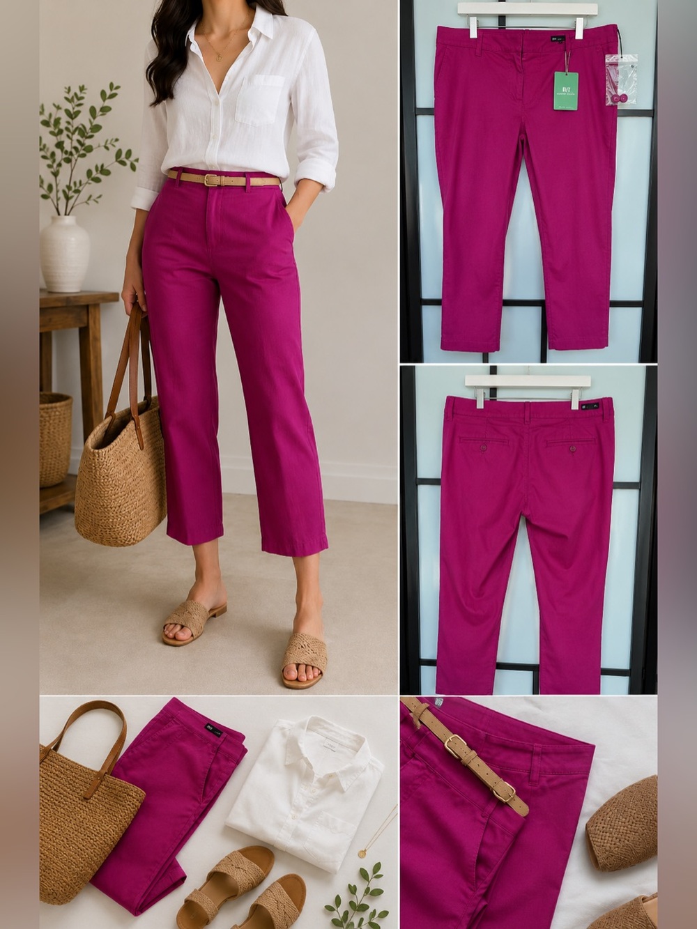 KUT from the Kloth Fuchsia Crop Trouser Pants NWT Size 16